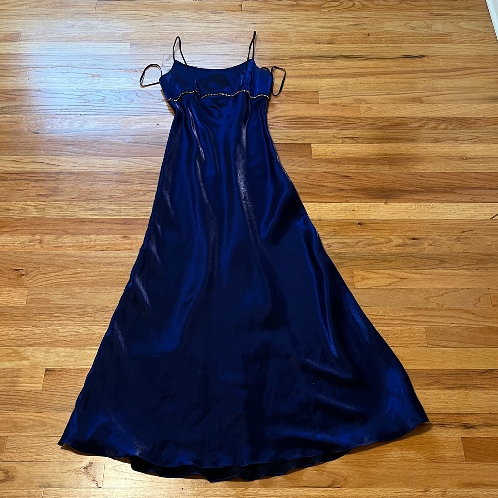 Elegant Navy Strapless Satin Dress